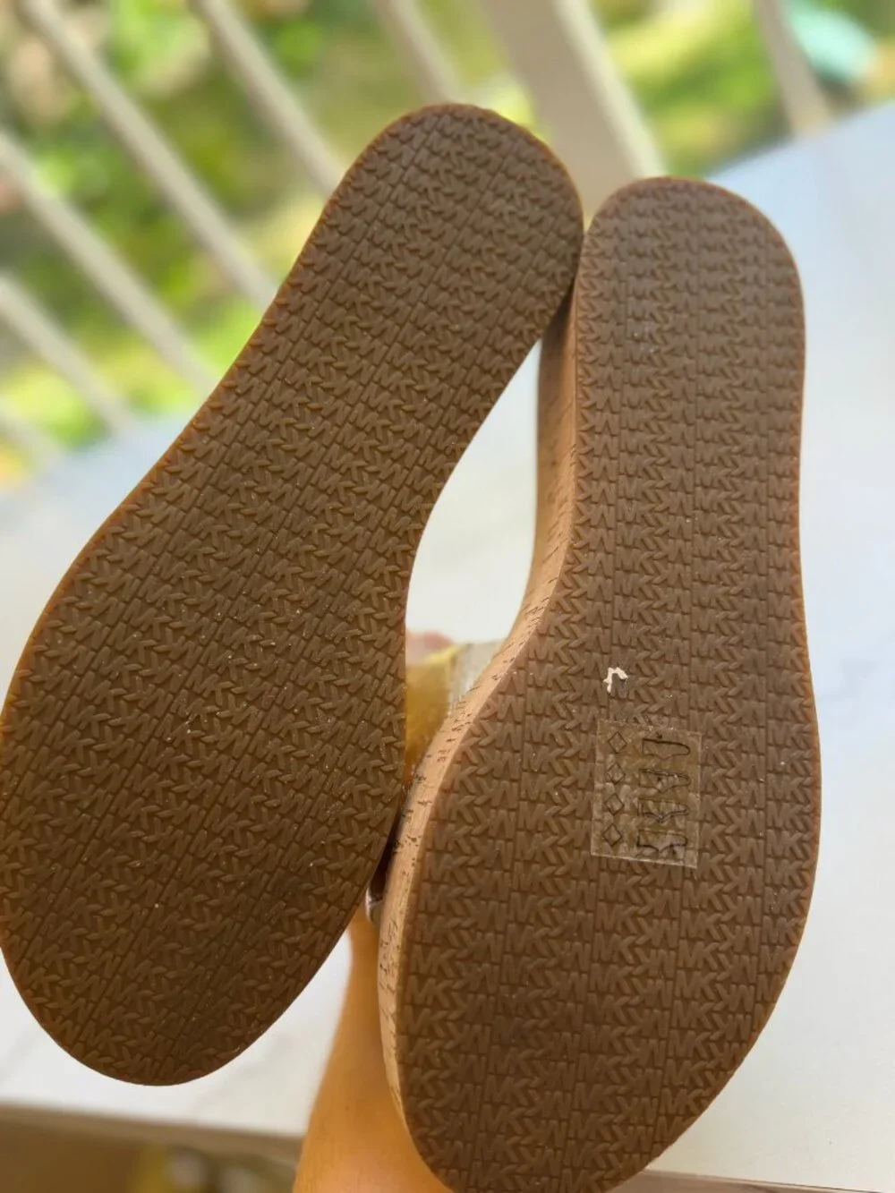 Michael Kors Gold Cork Wedge Sandals Size 8
